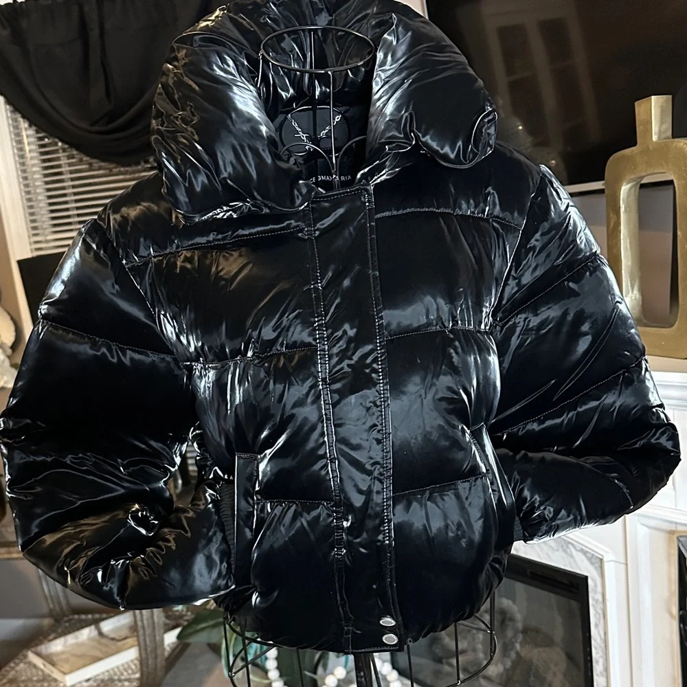 BCBGMaxAzria Shiny Black Puffer Jacket - Picture 2 of 6